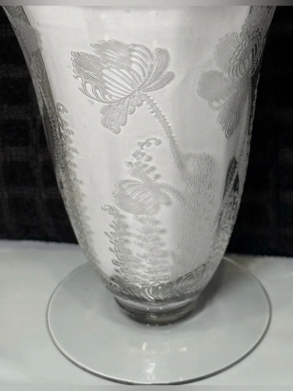 1930 Cambridge Glass Etched Gloria Clear Footed Tumbler Floral Stem 3130 RARE